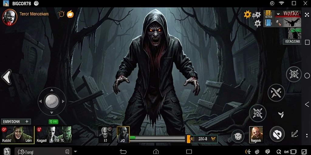 Tampilan gameplay menyeramkan dalam BIGCOR78 dengan suasana mencekam.