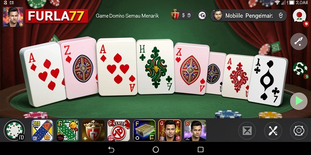 Tampilan screenshot utama FURLA77 menunjukkan momen permainan Domino yang seru.