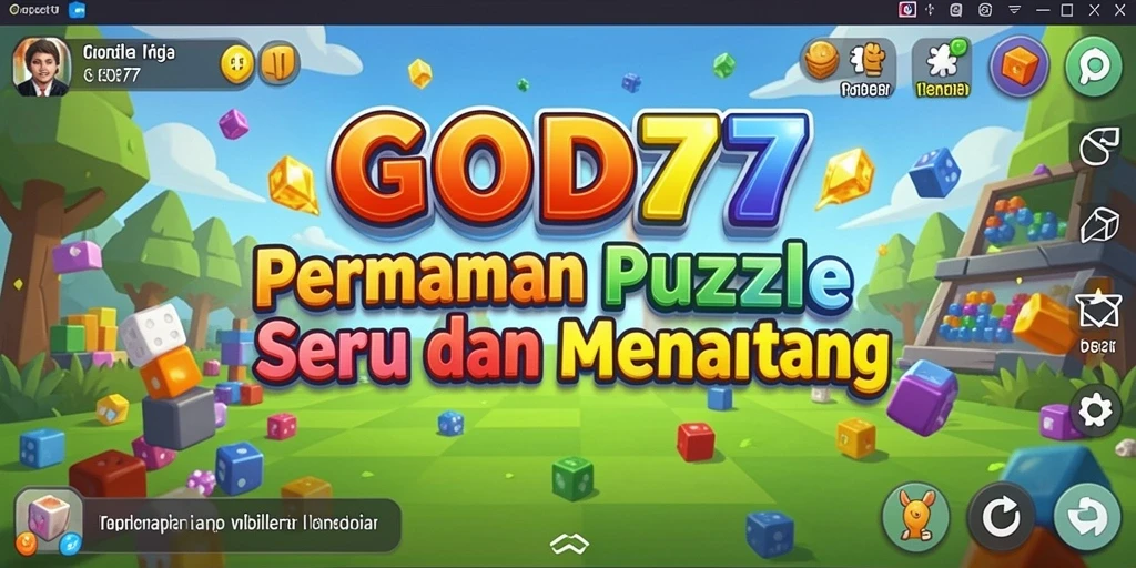 Screenshot gameplay GOD77 menampilkan teka-teki yang menantang dan desain warna-warni.
