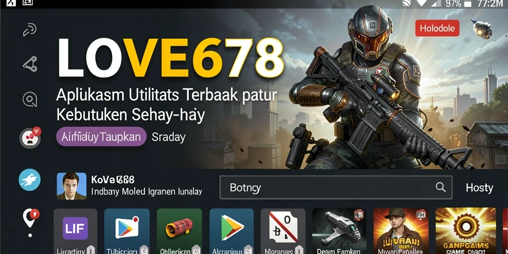 Screenshot utama LOVE678 yang menampilkan fitur aplikasi Utility.