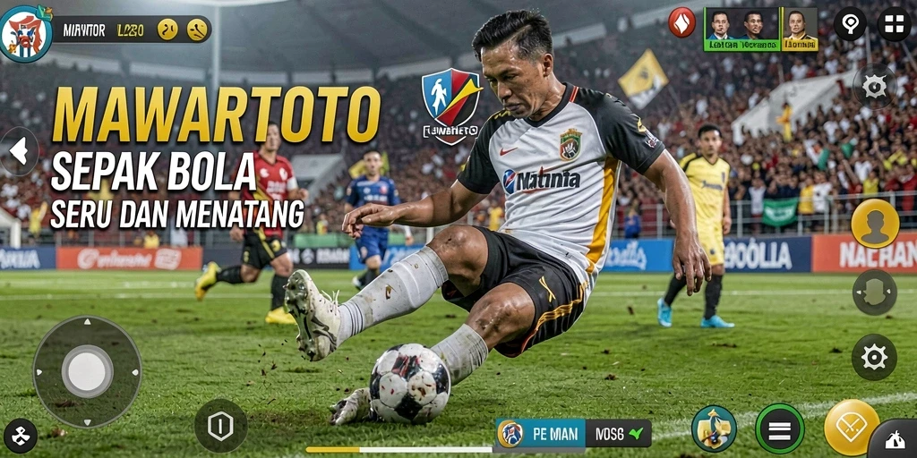 Tampilan gameplay MAWARTOTO yang mendebarkan dengan aksi sepak bola seru.