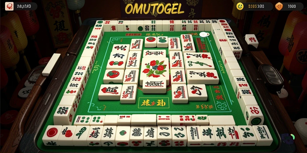 Tampilan gameplay seru dari OMUTOGEL yang menampilkan aksi Mahjong.
