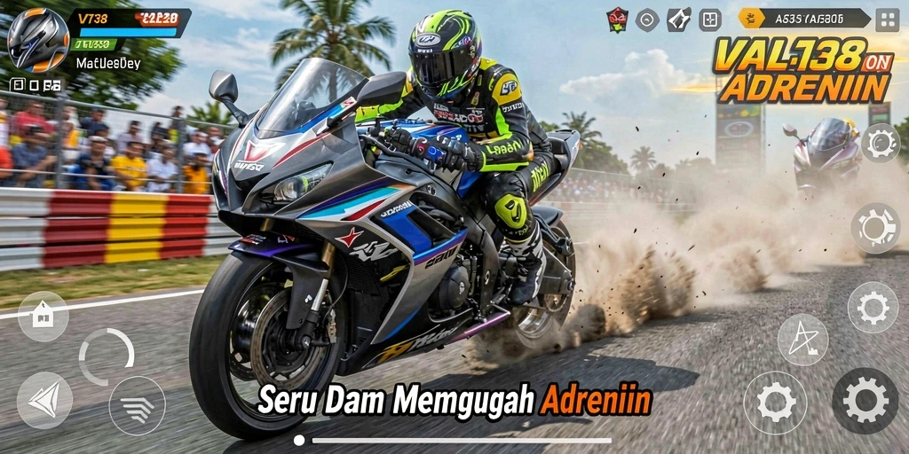 Gameplay seru dan menantang di balapan motor VT38.